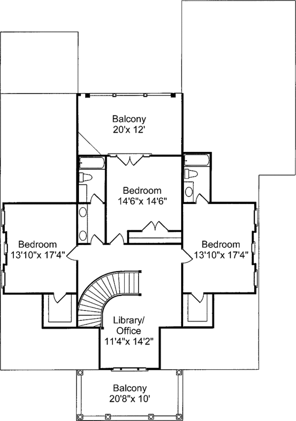 House Blueprint - Classical Floor Plan - Upper Floor Plan #37-264