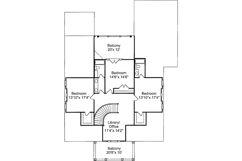Home Plan - Floor Plan - Upper Floor for Classical House Plan #37-264 - 4 bed, 3.5 bath