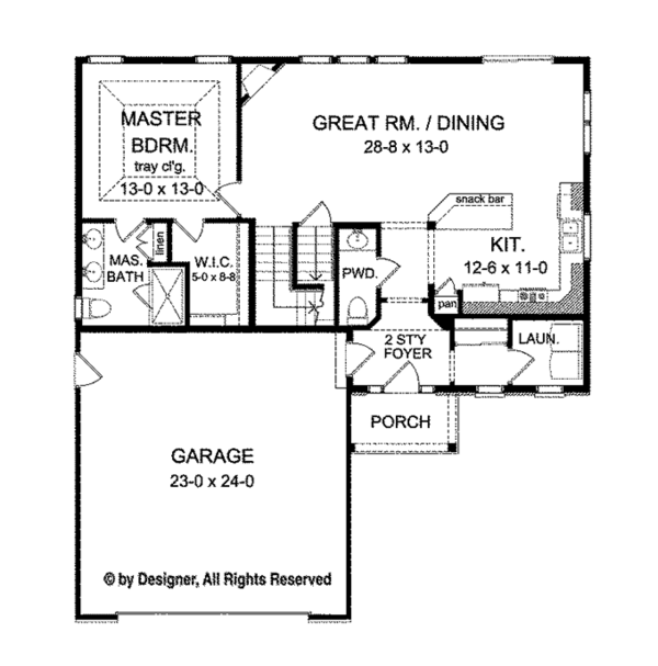 Architectural House Design - Colonial Floor Plan - Main Floor Plan #1010-99