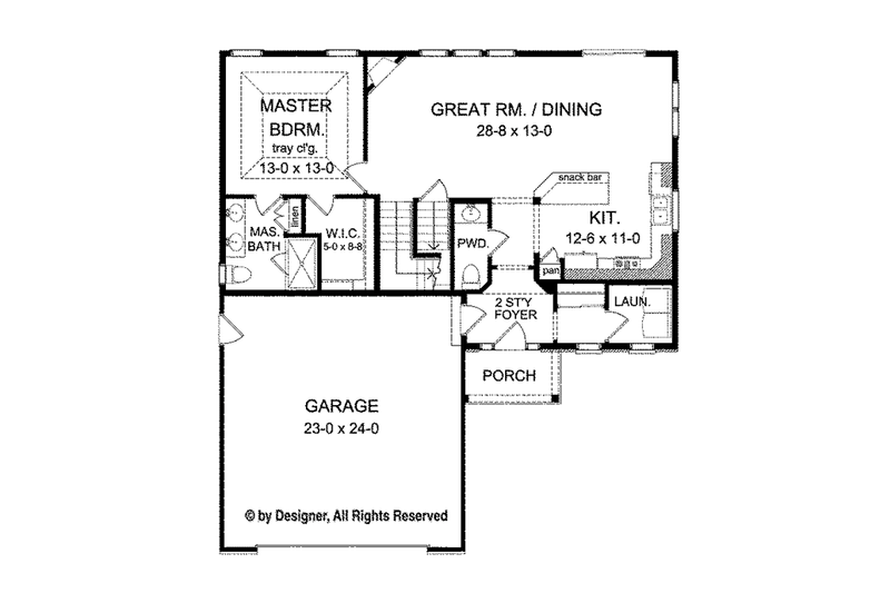Home Plan - Floor Plan - Main Floor for Colonial House Plan #1010-99 - 3 bed, 2.5 bath