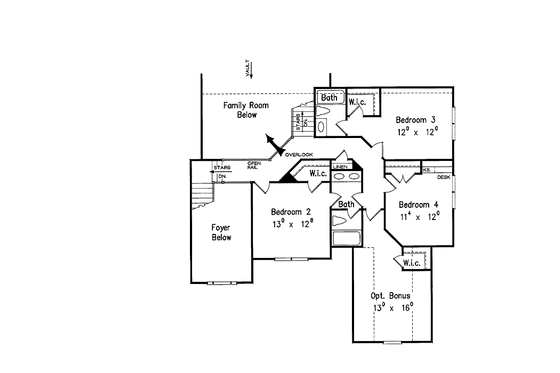 Floor Plan - Upper Floor 1 for Mediterranean House Plan #927-98 - 4 bed, 3.5 bath