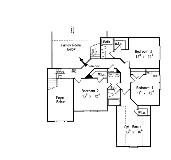 House Plan Design - Mediterranean Floor Plan - Upper Floor Plan #927-98