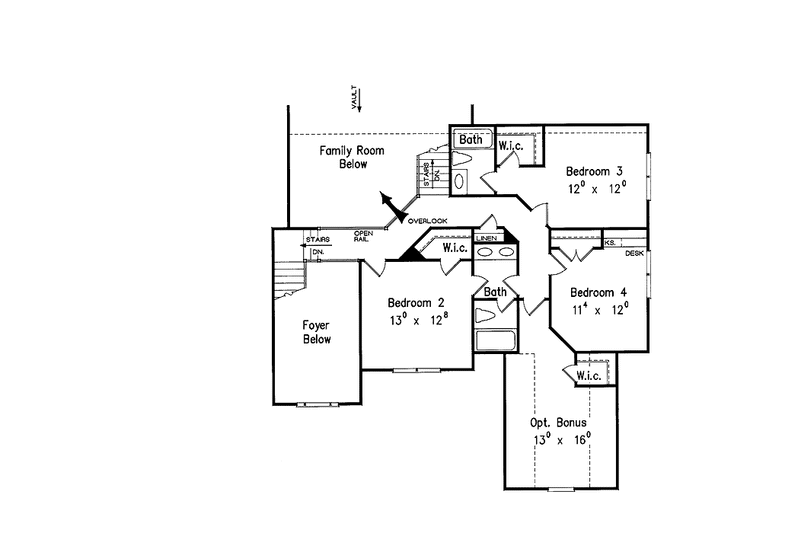 Home Plan - Floor Plan - Upper Floor 1 for Mediterranean House Plan #927-98 - 4 bed, 3.5 bath