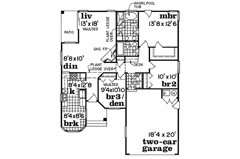 Dream House Plan - Floor Plan - Main Floor for Craftsman House Plan #47-757 - 3 bed, 2 bath