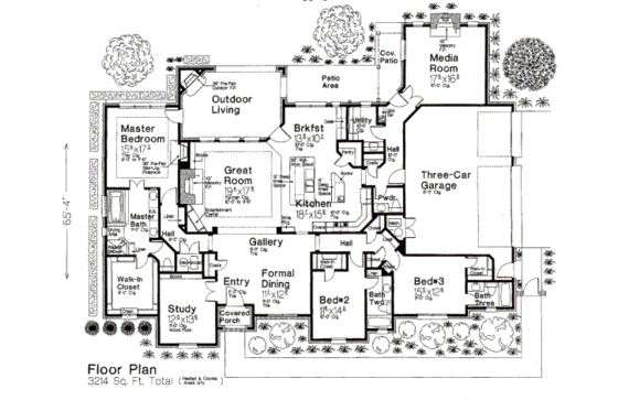 Floor Plan - Main Floor for European House Plan #310-657 - 3 bed, 3.5 bath
