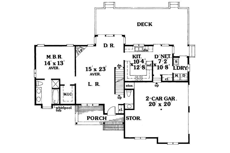 Architectural House Design - Floor Plan - Main Floor for Country House Plan #456-51 - 3 bed, 2.5 bath