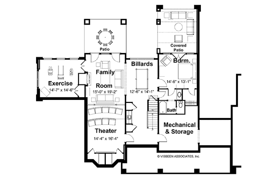 Floor Plan - Lower Floor for Craftsman House Plan #928-45 - 3 bed, 2.5 bath