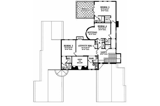 Floor Plan - Upper Floor for Mediterranean House Plan #1058-153 - 4 bed, 4 bath