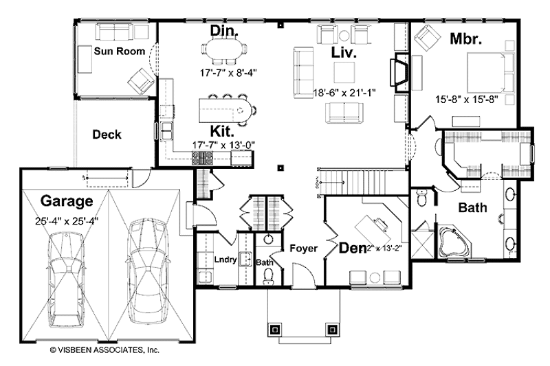Home Plan - Floor Plan - Main Floor for European House Plan #928-108 - 2 bed, 2.5 bath