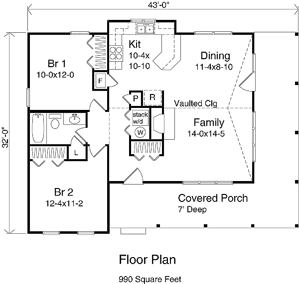 House Plan Design - Country cottage house plan, main level floor plan