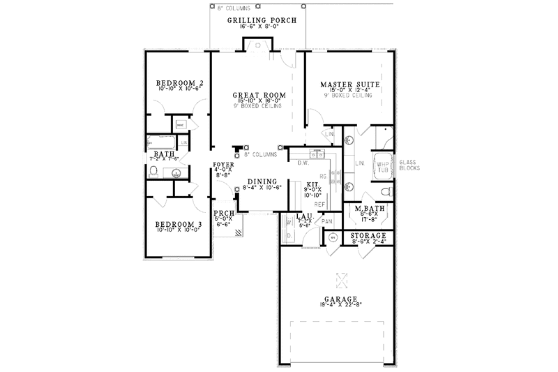 Home Plan - Floor Plan - Main Floor for Ranch House Plan #17-3214 - 3 bed, 2 bath