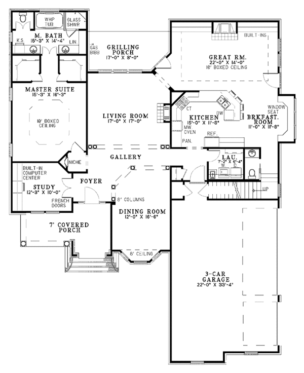 Architectural House Design - Traditional Floor Plan - Main Floor Plan #17-2793