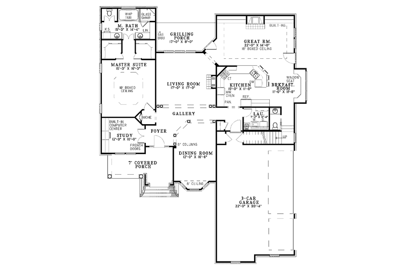 Architectural House Design - Floor Plan - Main Floor for Traditional House Plan #17-2793 - 3 bed, 3.5 bath