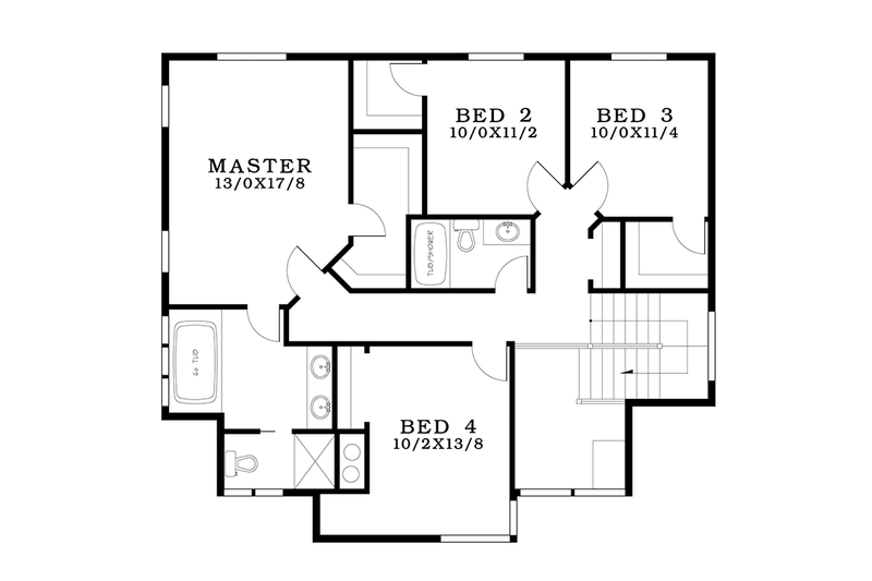 House Plan Design - Floor Plan - Upper Floor for Contemporary House Plan #943-49 - 4 bed, 2.5 bath