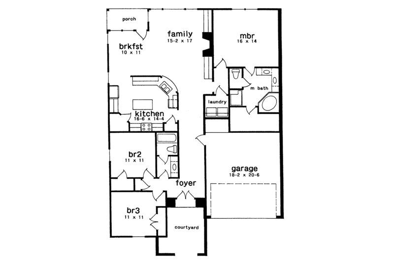 Country Style House Plan - 3 Beds 2 Baths 1760 Sq/Ft Plan #301-148 ...