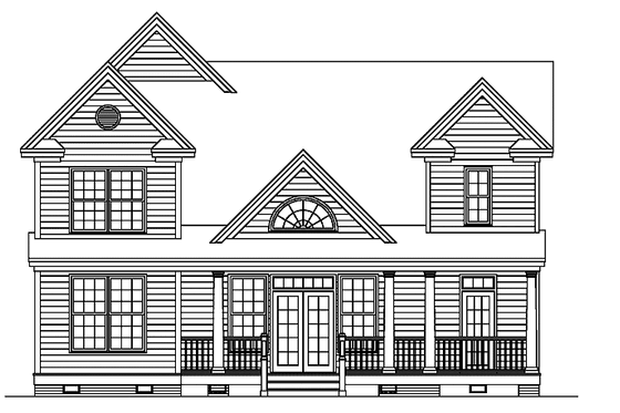 Exterior - Rear Elevation for Country House Plan #929-524 - 3 bed, 2.5 bath