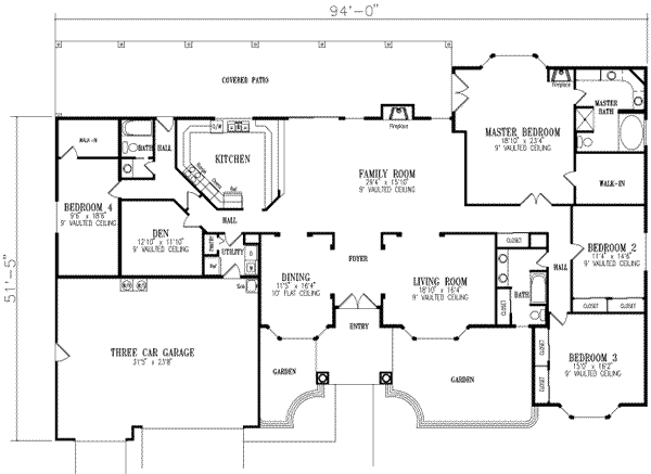 Adobe / Southwestern Floor Plan - Main Floor Plan #1-827