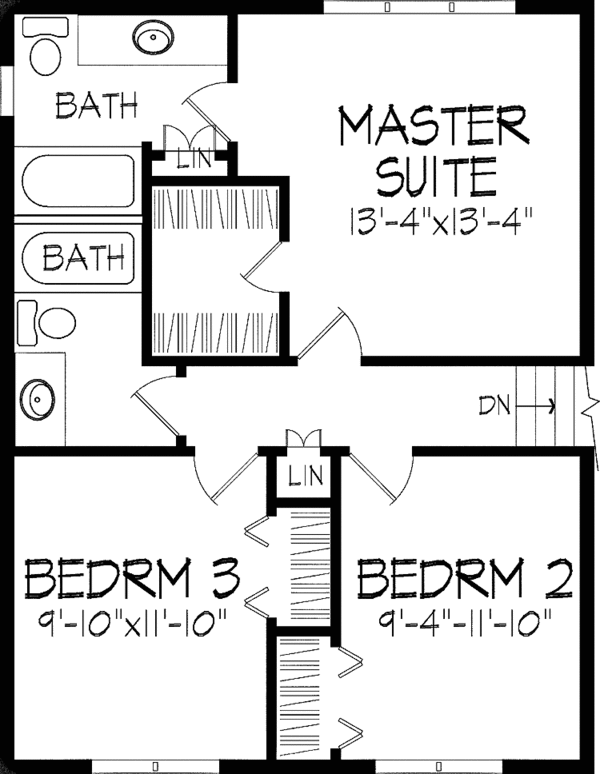 Architectural House Design - Colonial Floor Plan - Upper Floor Plan #51-706