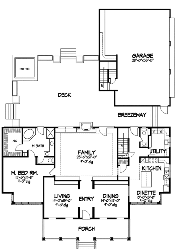 Architectural House Design - Colonial Floor Plan - Main Floor Plan #320-965