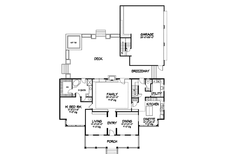 Architectural House Design - Floor Plan - Main Floor for Colonial House Plan #320-965 - 4 bed, 3.5 bath