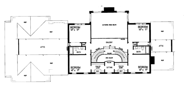 Home Plan - Classical Floor Plan - Upper Floor Plan #72-857