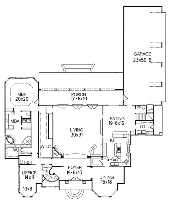 Architectural House Design - Mediterranean Floor Plan - Main Floor Plan #15-361
