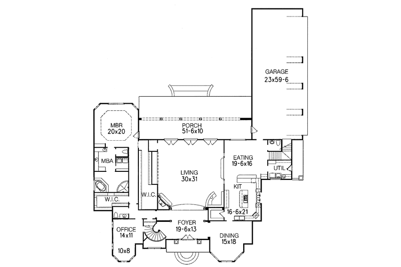 Home Plan - Floor Plan - Main Floor for Mediterranean House Plan #15-361 - 5 bed, 4 bath