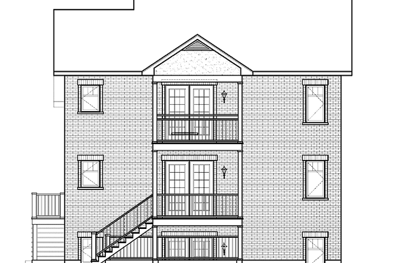 Home Plan - Exterior - Rear Elevation for European House Plan #23-2448 - 6 bed, 3 bath