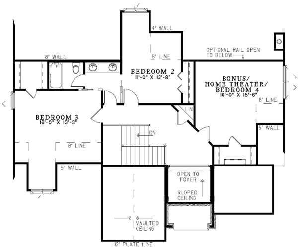 House Blueprint - Mediterranean Floor Plan - Upper Floor Plan #17-2929
