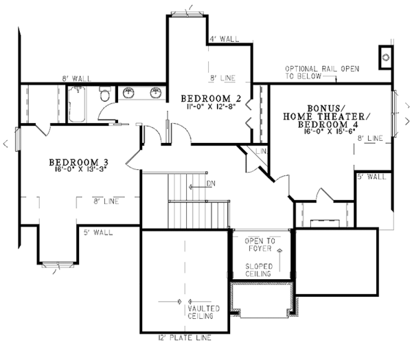 Home Plan - Mediterranean Floor Plan - Upper Floor Plan #17-2929