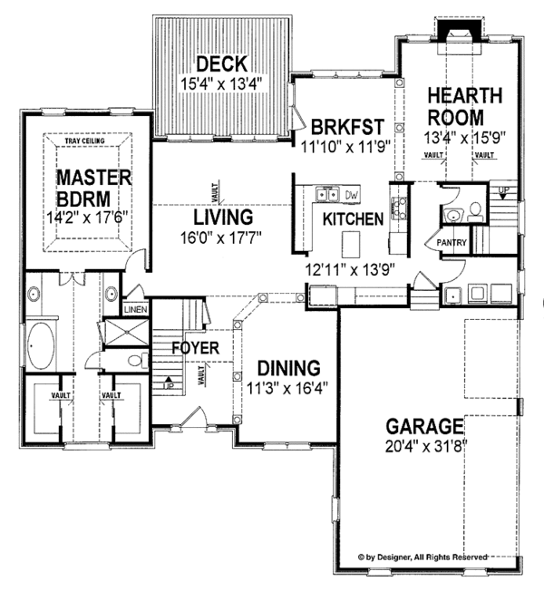 House Plan Design - Mediterranean Floor Plan - Main Floor Plan #56-651