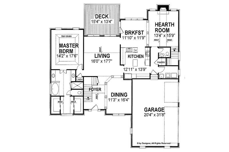 Home Plan - Floor Plan - Main Floor for Mediterranean House Plan #56-651 - 3 bed, 3.5 bath