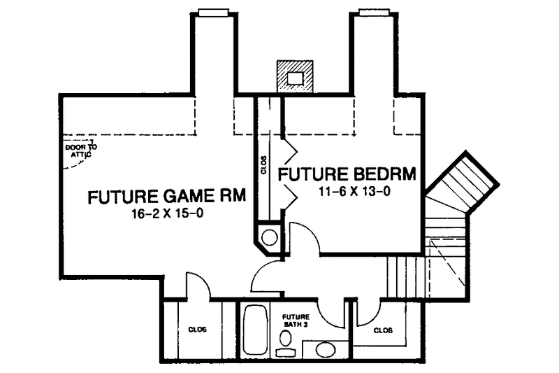House Blueprint - Floor Plan - Upper Floor for Colonial House Plan #952-13 - 3 bed, 2.5 bath