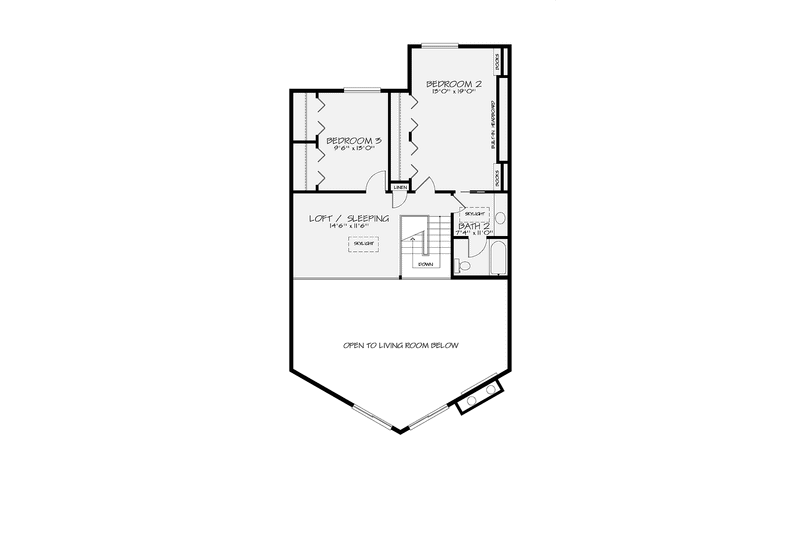 House Blueprint - Floor Plan - Upper Floor for European House Plan #320-1013 - 3 bed, 2 bath