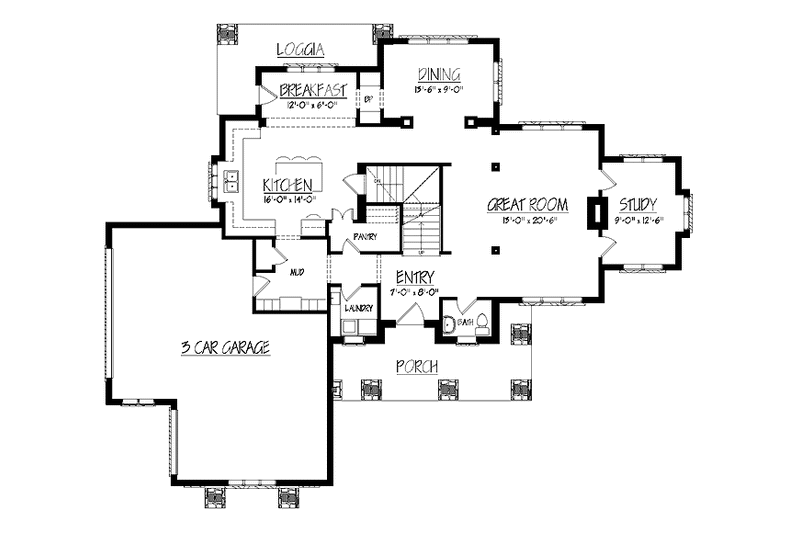 House Blueprint - Floor Plan - Main Floor for Country House Plan #937-36 - 4 bed, 2.5 bath