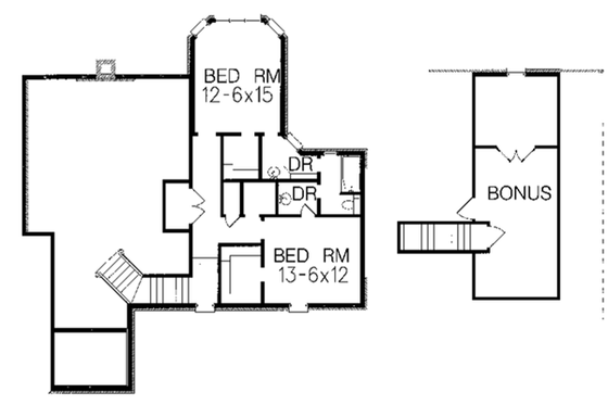 Floor Plan - Upper Floor for European House Plan #15-216 - 3 bed, 2.5 bath
