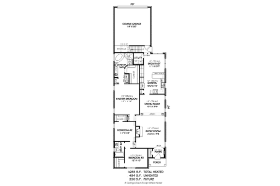 Floor Plan - Main Floor for European House Plan #424-123 - 3 bed, 2 bath