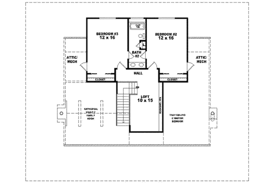 Floor Plan - Upper Floor for Country House Plan #81-729 - 3 bed, 2.5 bath