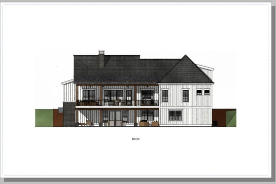 Exterior - Rear Elevation 2 for Farmhouse House Plan #1069-28 - 3 bed, 2.5 bath
