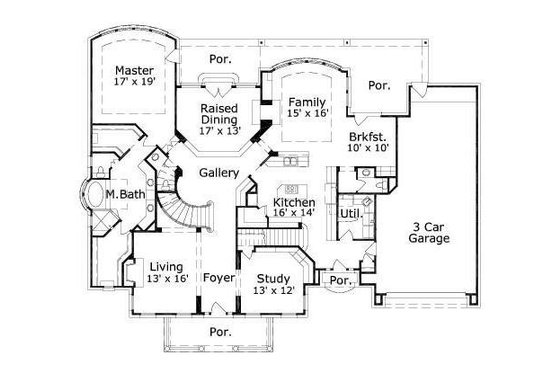 Floor Plan - Main Floor for Colonial House Plan #411-270 - 4 bed, 4.5 bath