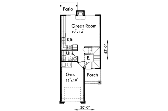 Floor Plan - Main Floor for European House Plan #303-356 - 2 bed, 2.5 bath
