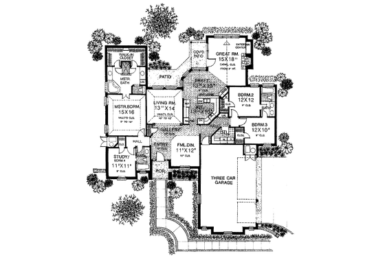 Floor Plan - Main Floor for European House Plan #310-831 - 4 bed, 3 bath