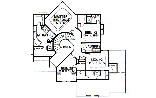 European Floor Plan - Upper Floor Plan #67-128