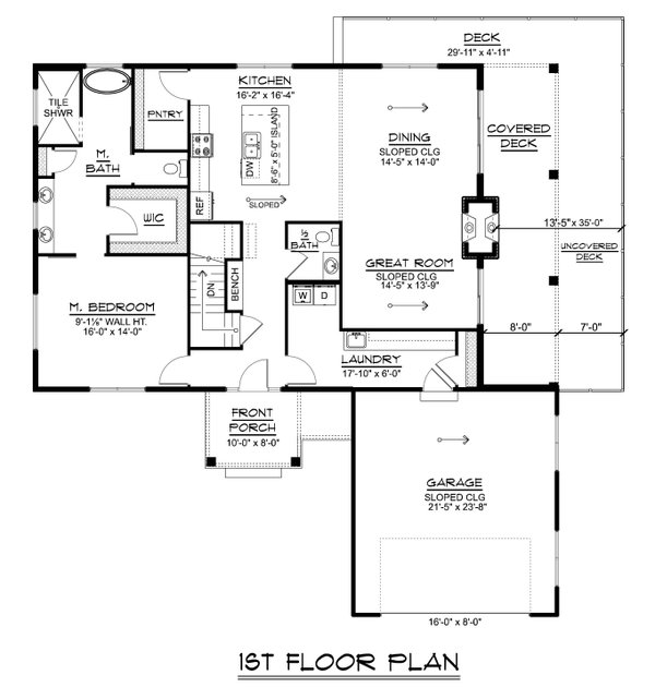 House Blueprint - Contemporary Floor Plan - Main Floor Plan #1064-421