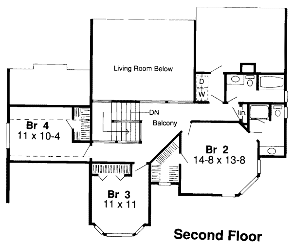 Floor Plan - Upper Floor for Traditional House Plan #312-233 - 4 bed, 3.5 bath