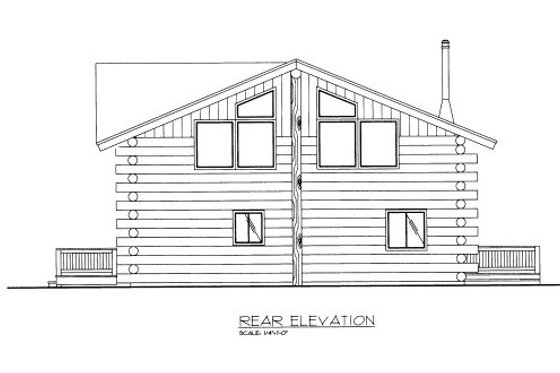 Exterior - Rear Elevation for Log House Plan #117-585 - 2 bed, 1 bath