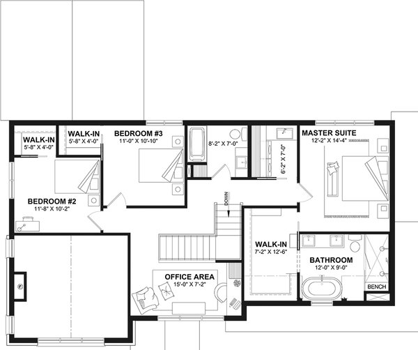 Dream House Plan - Floor Plan - Upper Floor for Farmhouse House Plan #23-2908 - 4 bed, 2.5 bath