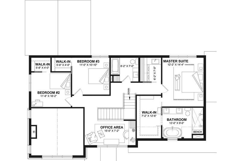Dream House Plan - Floor Plan - Upper Floor for Farmhouse House Plan #23-2908 - 4 bed, 2.5 bath