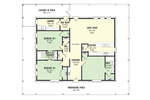 Floor Plan - Main Floor for Cabin House Plan #1092-1 - 3 bed, 2 bath