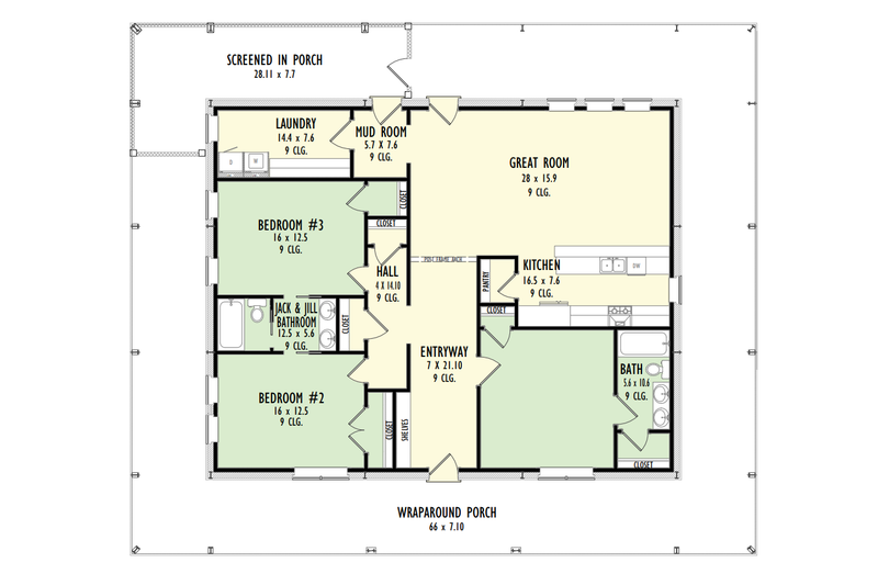 Dream House Plan - Floor Plan - Main Floor for Cabin House Plan #1092-1 - 3 bed, 2 bath